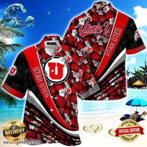 Utah Utes Summer Beach Hawaiian Shirt With Tropical Flower Pattern