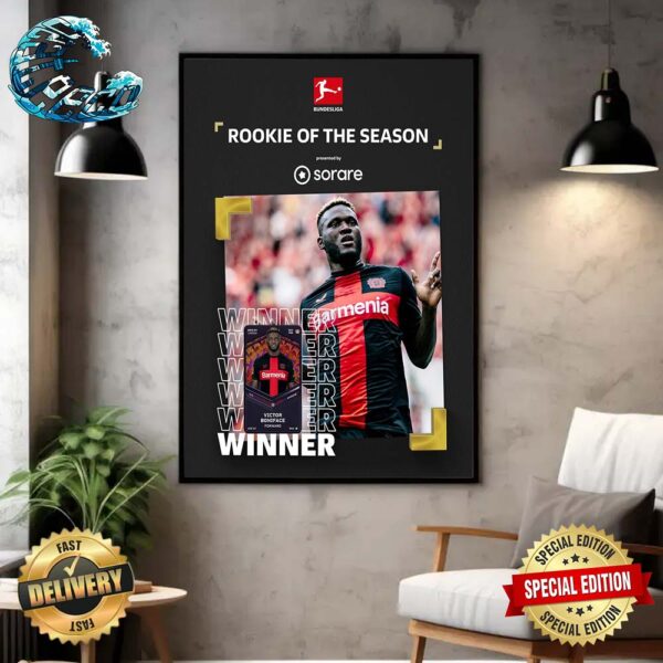 Victor Boniface Bayer 04 Leverkusen Is The Bundesliga Rookie Of The Season Home Decor Poster Canvas