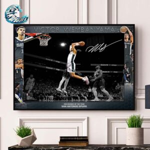 Victor Wembanyama San Antonio Spurs Dunking Floating 2024 NBA Rookie Of The Year Collage Home Decor Poster Canvas