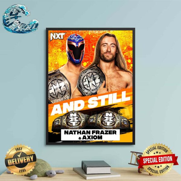 WWE NXT Nathan Frazer And Axiom Take Down The D’Angelo Family To Remain NXT Tag Team Champions Poster Canvas Home Decorations