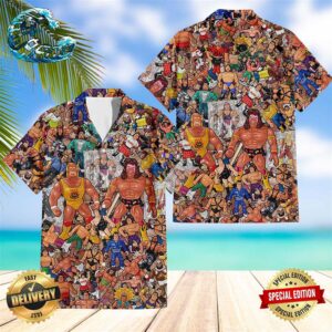 Wrestling WWE Wrestlers Collage Art Hawaiian Shirt