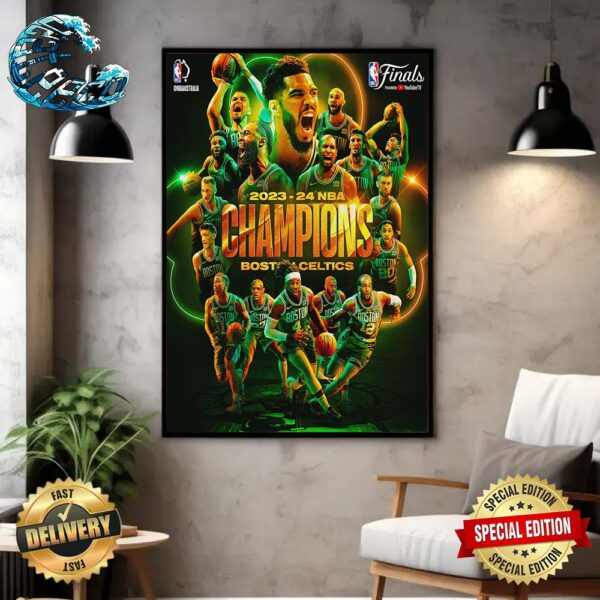 2023-24 NBA Champions Are Boston Celtics Home Decor Poster Canvas