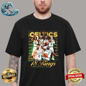 2023-24 NBA Champions Boston Celtics Gold The Metal Editions SLAM Presents 18 Rings The Greatest Franchise Of All Time Unisex T-Shirt