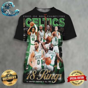2023-24 NBA Champions Boston Celtics SLAM Presents 18 Rings The Greatest Franchise Of All Time All Over Print Shirt