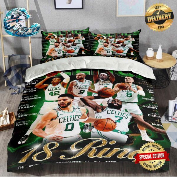 2023-24 NBA Champions Boston Celtics SLAM Presents 18 Rings The Greatest Franchise Of All Time Bedding Set Twin