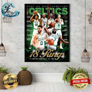2023-24 NBA Champions Boston Celtics SLAM Presents 18 Rings The Greatest Franchise Of All Time Wall Decor Poster Canvas