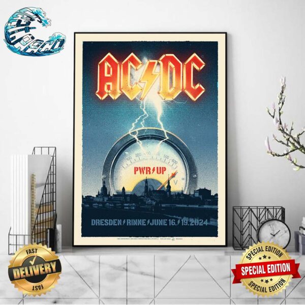 ACDC PWR UP Tour Shows Poster At Rinne  In Dresden Germany On June 16 And 19 2024 Home Decor Poster Canvas