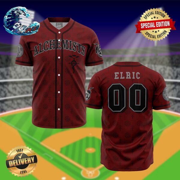 Alchemists Elric Fullmetal Alchemist Baseball Jersey