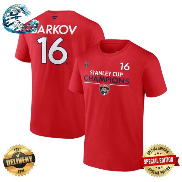 Aleksander Barkov 16 Florida Panthers 2024 Stanley Cup Champions Name And Number Two Sides Print T-Shirt