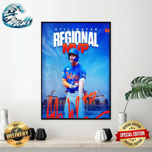 Ashton Wilson Florida Gators Baseball Stillwater Regional MVP 2024 Home Decor Poster Canvas
