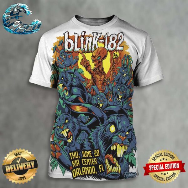 Blink-182 Poster Show Tonight In Orlando Florida At Kia Center On Thu June 20 2024 All Over Print Shirt