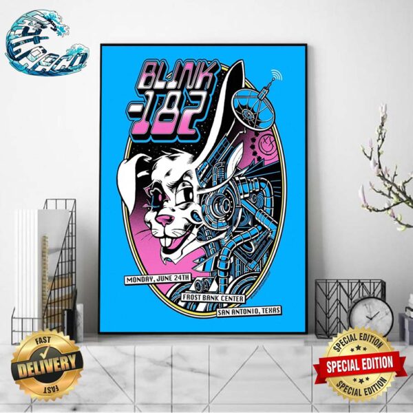 Blink-182 San Antonio Texas Tonight Concert Poster At Frost Bank Center On Monday June 24th 2024 Home Decor Poster Canvas