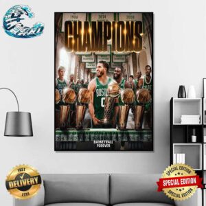 Boston Celtics Defeat The Dallas Mavericks To Win The 2024 NBA Championship Most Banners In NBA History Home Decor Poster Canvas