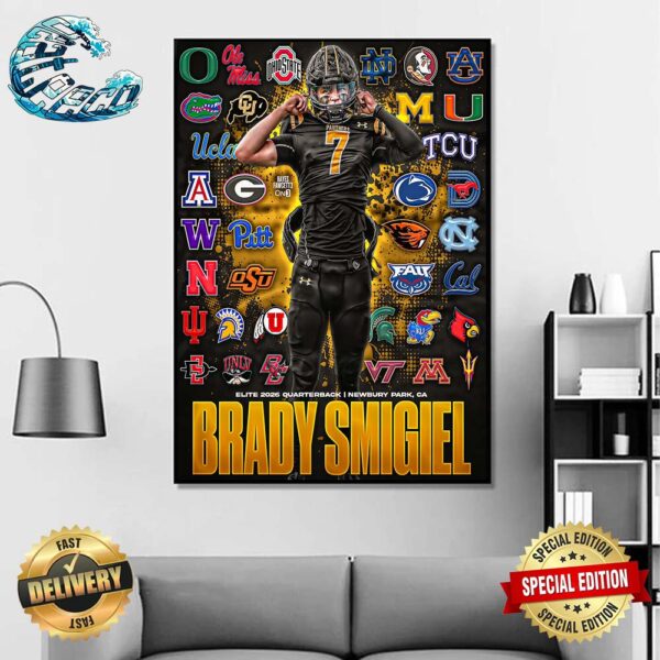 Brady Smigiel Elite 2026 Quarterback From Newbury Park CA Home Decor Poster Canvas