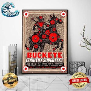 Buckeye Country Superfest Columbus Ohio Show Event Poster At Ohio Stadium On Jun 22-23 2024 Art By Munk One Poster Canvas