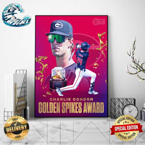 Charlie Condon Is The First Player In Georgia Baseball History To Win The Golden Spikes Award Home Decor Poster Canvas
