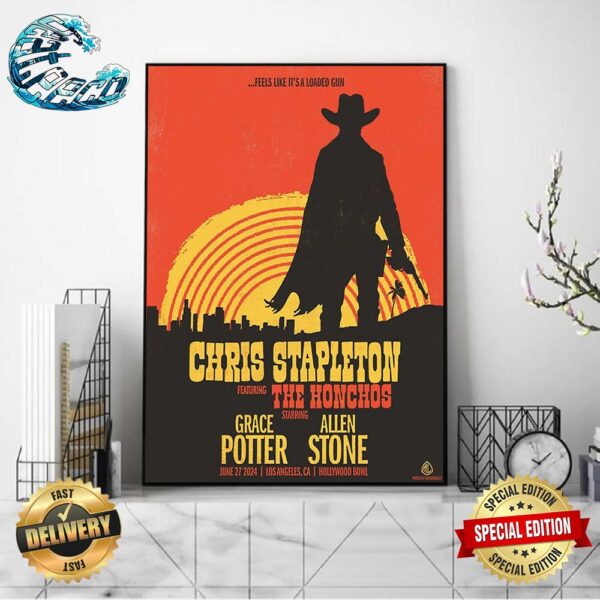 Chris Stapleton Limited Editon Posters For June 27 2024 At Hollywood Bowl In Los Angeles CA Designed By Natemoonlife Home Decor Poster Canvas