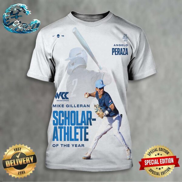 Congrats Angelo Peraza Being Named The 2024 West Coast Conference Mike Gilleran Scholar-Athlete Of The Year All Over Print Shirt