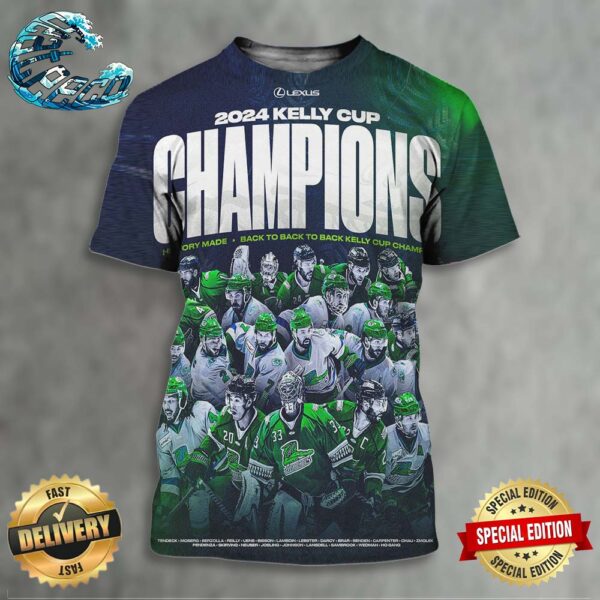 Congrats Florida Everblades Are The 2024 Kelly Cup Champions History Made Back To Back To Back Kelly Cup Champs All Over Print Shirt