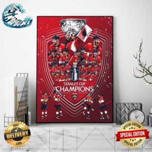 Congrats Florida Panthers Champions 2024 NHL Stanley Cup Home Decor Poster Canvas