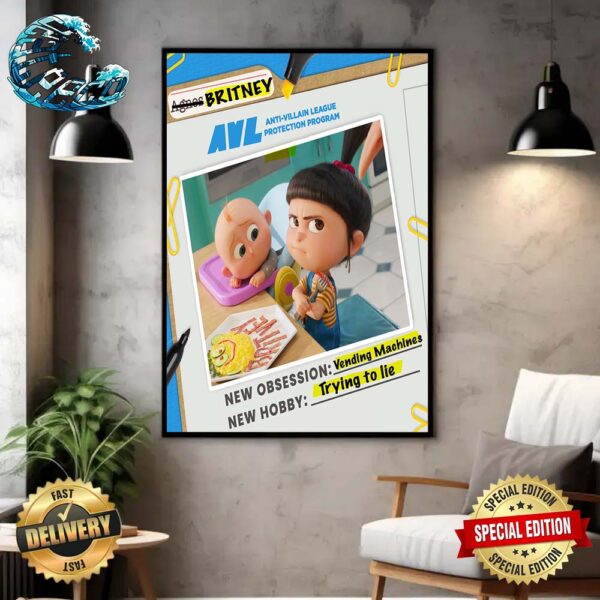 Despicable Me 4 Agnes As Britney Her Name Has Always Been Britney AVL New Dos Referral Card Home Decor Poster Canvas