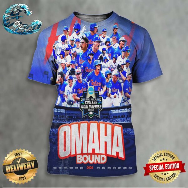Florida Gators Baseball Road To Omaha Bound 2024 NCAA Men’s Baseball College World Series All Over Print Shirt