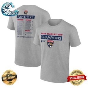 Florida Panthers Champions 2024 Stanley Cup Roster Name And Number Two Sides Print T-Shirt