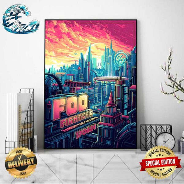 Foo Fighters Glasgow UK Tonight Poster At Hampden Park On June 17 2024 Home Decor Poster Canvas