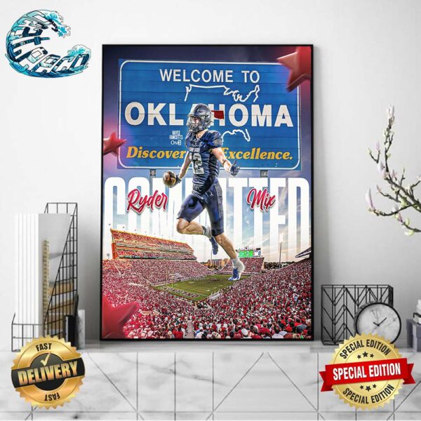 Four-Star TE Ryder Mix 2026 Has Committed To Oklahoma Sooners Home Decor Poster Canvas