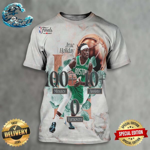 Jrue Holiday First Player With 100+ Minutes 10+ Assists And O Turnovers NBA Finals All Over Print Shirt