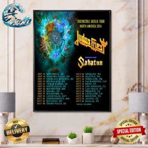 Judas Priest Invincible Shield Tour North America 2024 With Special Guest Sabaton Start On September 13 In Montreal QC Home Decor Poster Canvas
