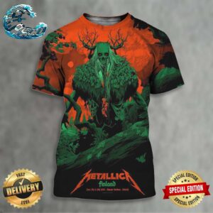Metallica Finlandia M72 World Tour Poster At Olympic Stadium In Helsinki On June 7th And 9th 2024 Art By Kenta Taylor All Over Prnt Shirt