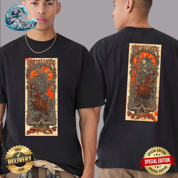 Metallica M72 World Tour Full Show Combine Merch Poster In Helsinki Finland At Olympic Stadium No Repeat Weekend On June 7 And 9 2024 Two Sides Print Vintage T-Shirt