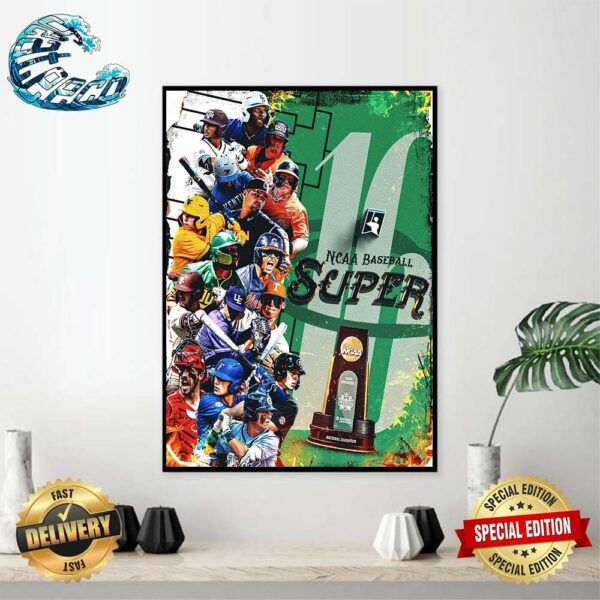 NCAA Baseball The Super 16 2024 Division 1 Road To Omaha Home Decor Poster Canvas