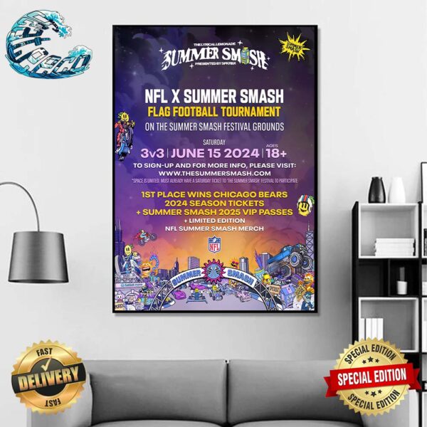 NFL x Summer Smash Flag Football Tournament On The Summer Smash Festival Grounds On Saturday June 15 2024 Poster Canvas
