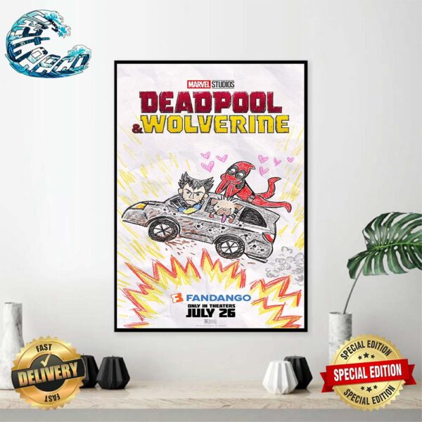 New Poster Crayon Art For Deadpool And Wolverine Releasing In Theaters On July 26 Home Decor Poster Canvas