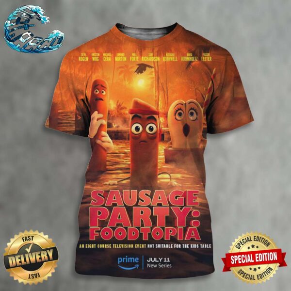 New Poster For Sausage Party Foodtopia Releasing On Prime Video On July 11 All Over Print Shirt