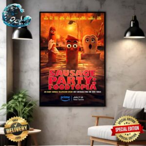 New Poster For Sausage Party Foodtopia Releasing On Prime Video On July 11 Home Decor Poster Canvas