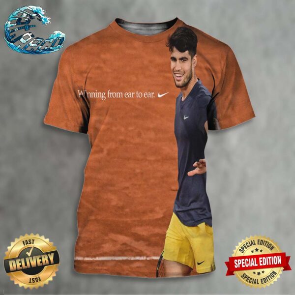 Nike Tribute To Carlos Alcaraz For The Third Grand Slam Victory Winning From Ear To Ear All Over Print Shirt
