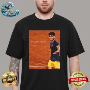 Nike Tribute To Carlos Alcaraz For The Third Grand Slam Victory Winning From Ear To Ear Vintage T-Shirt