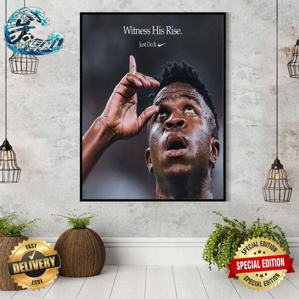 Nike Tribute Vini Jr Witness His Rise Just Do It On Your Second European Trophy Home Decor Poster Canvas