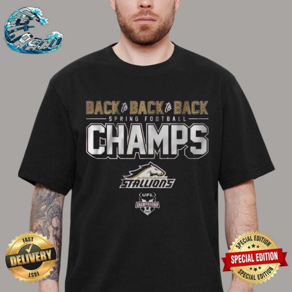 Official Birmingham Stallions Back-To-Back-To-Back Spring Football Champs Golden Version Classic T-Shirt