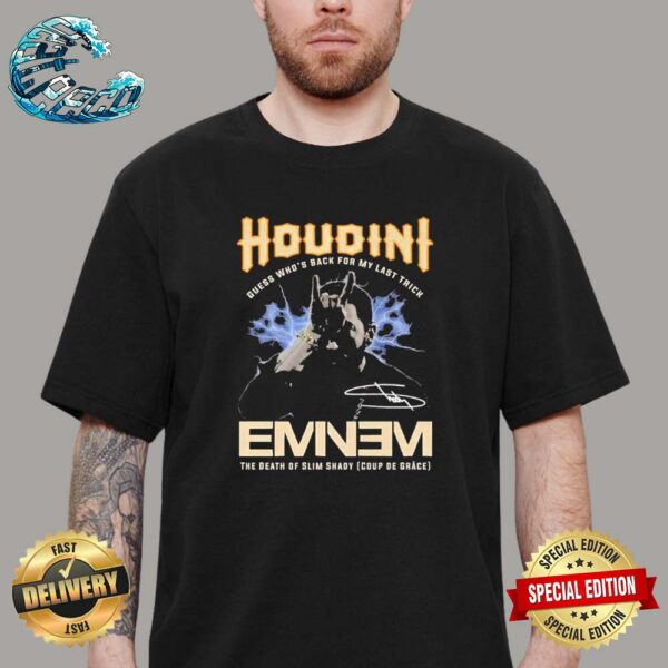 Official Houdini Guess Whos Back For My Last Trick Eminem The Death Of Slim Shady Vintage T-Shirt