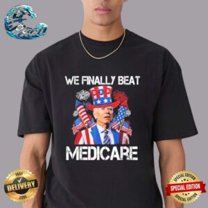 Official Joe Biden We Finally Beat Medicare Funny Anti Biden Vintage T-Shirt