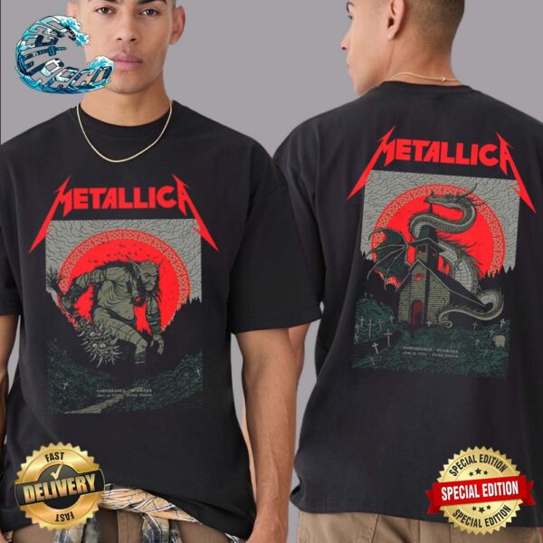 Official Metallica Denmark Full Show Combine Poster  M72 World Tour At Parken Stadium For Our No Repeat Weekend In Copenhagen On June 14 And 16 2024 Two Sides Print Premium T-Shirt