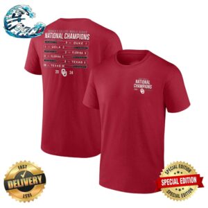 Oklahoma Sooners 2024 NCAA Softball Women’s College World Series Champions Schedule Two Sides Print Classic T-Shirt