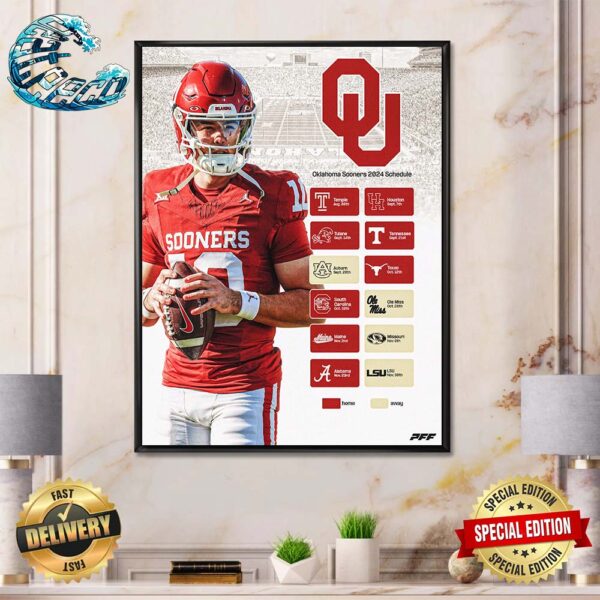 Oklahoma Sooners 2024 Schedule Home Decor Poster Canvas
