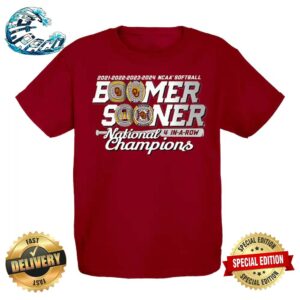 Oklahoma Sooners Boomer Sooner 2024 NCAA Softball Women’s College World Series Champions Four-Peat Classic T-Shirt