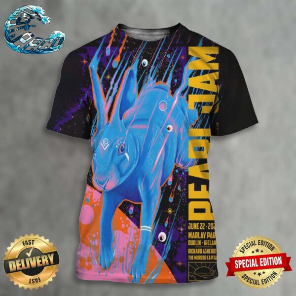 Pearl Jam Merch Poster At Marlay Park In Dublin Ireland On June 22 2024 Richard Ashcroft The Murder Capital Art By Doaly All Over Print Shirt