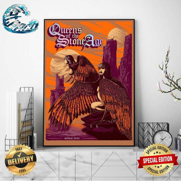Queens Of The Stone Age Poster At Hellfest In Clisson France On June 30 2024 Home Decor Poster Canvas